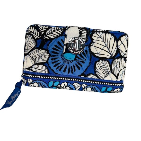 Vera Bradley Women's Blue Floral Zip-Around Clutch Wallet - Picture 1 of 10